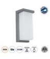 GLOBOSTAR® LOFT 60759 Μοντέρνο Φωτιστικό Τοίχου - Απλίκα LED 18W 1890lm 120° AC 220-240V Αδιάβροχο IP65 Φυσικό Λευκό 4500K - Bridgelux SMD Chip - Γκρι Ματ - Μ24.5 x Π11 x Υ9.5cm - 3 Χρόνια Εγγύηση